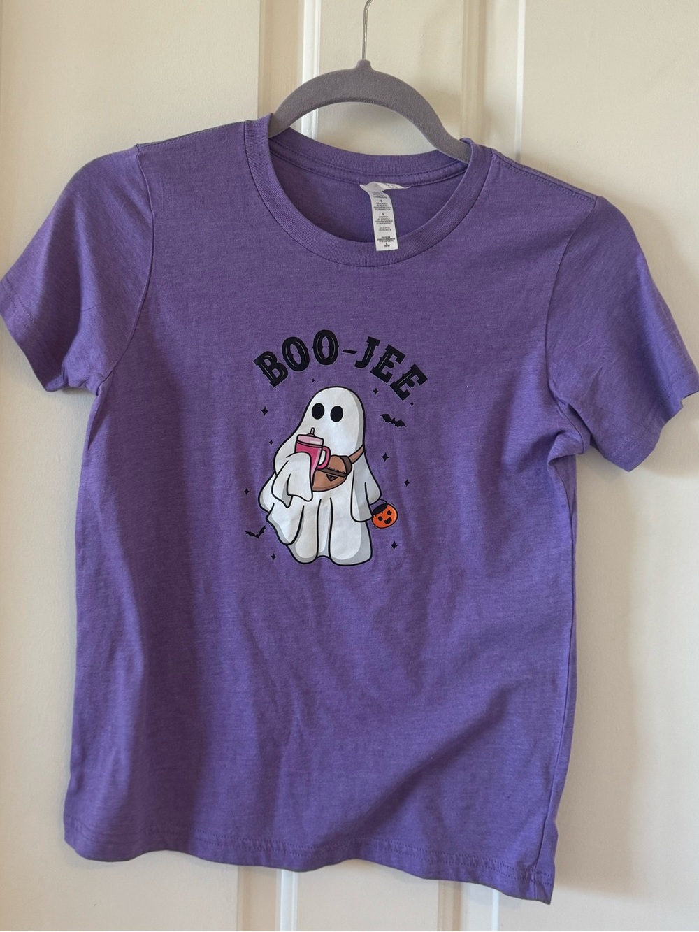 Girls Halloween Ghost Purple Kids Graphic Tee Size Large 14/16